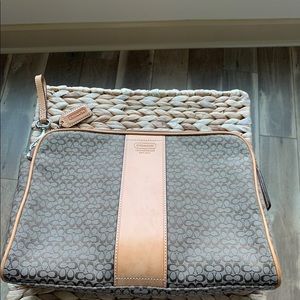 COACH Signature Brown Toiletry Bag